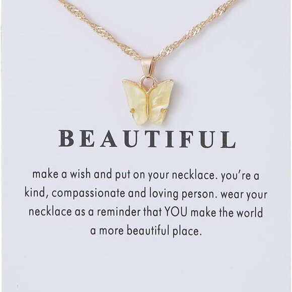 9 pcs Colorful Butterfly Pendant Necklace for Women Bohemian Acrylic Adjustable - Picture 4 of 7